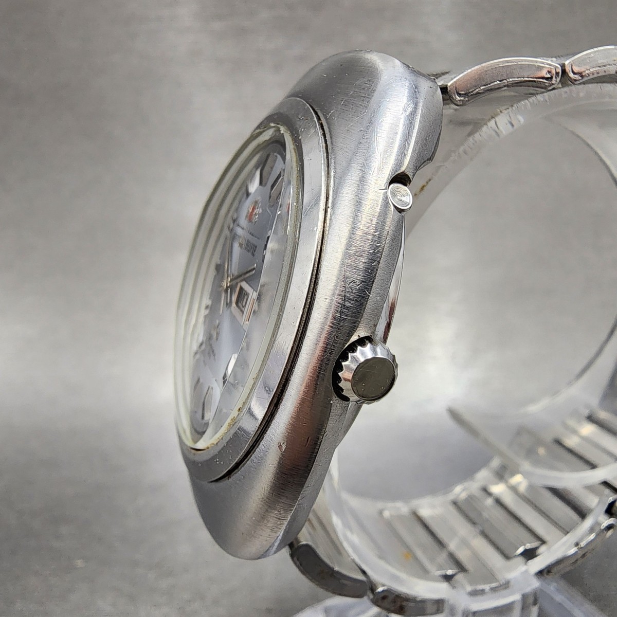 Orient AAA Deluxe Racer Watch Men 38mm Silver Dial Steel Daydate