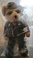 12" Vintage Biker Bear Standing Bead Plush Doll Figurine By Flowers Balloons