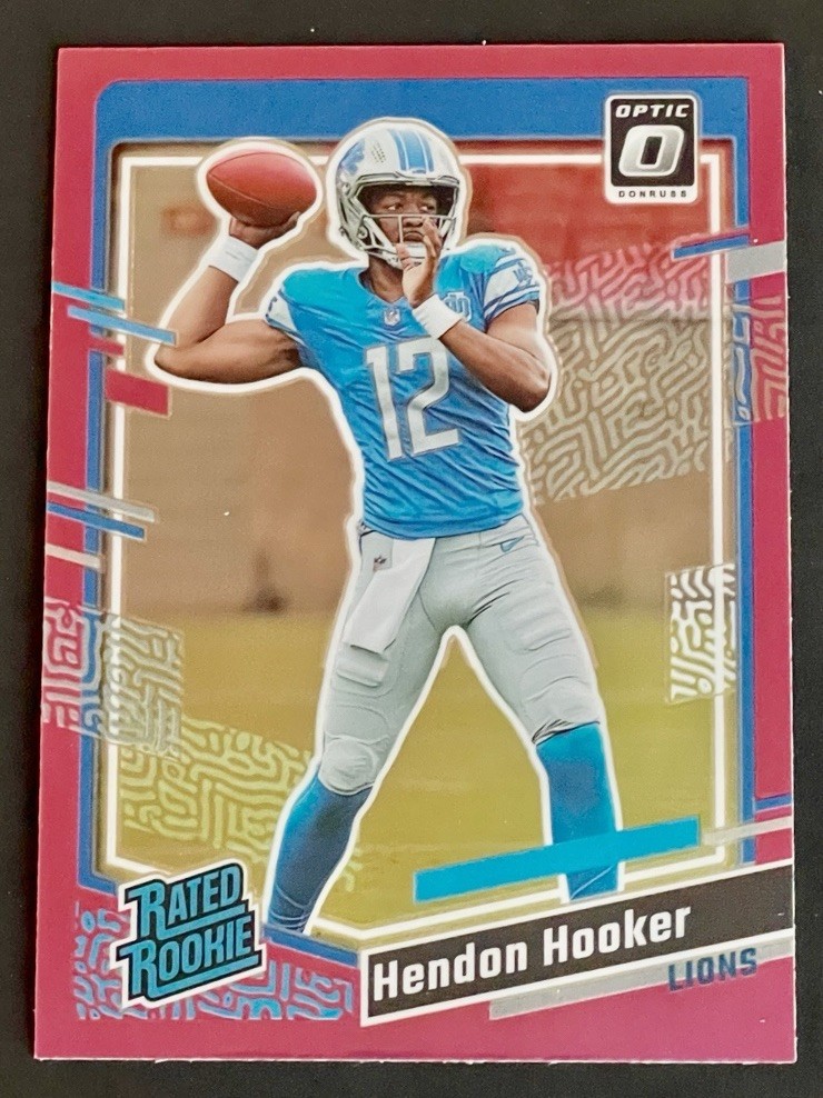 2023 Donruss Hendon Hooker Rated Rookie Pink Prizm Optic Preview RC #329 Lions