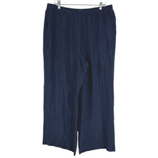 J. Crew Stratus Pant Textured Satin Large Navy Blue Wide Leg NWT PT-2728