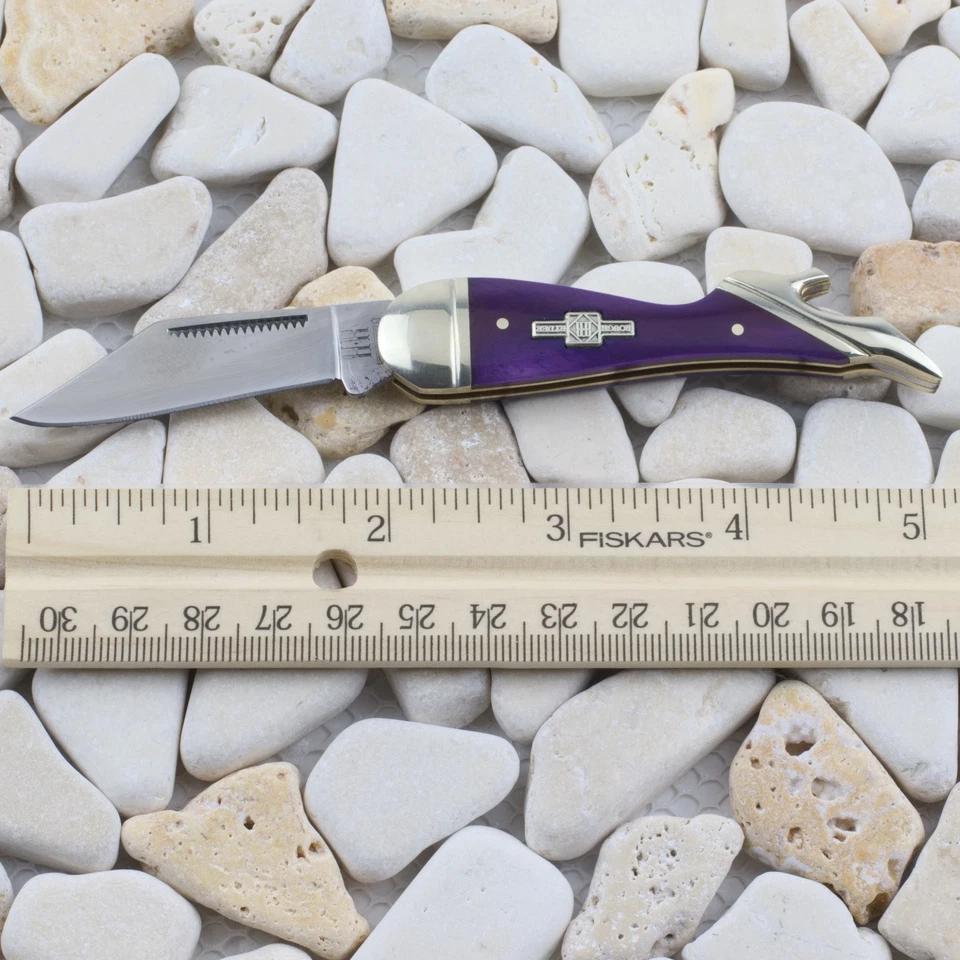 Rough Ryder Small Leg Knife RR1271 Purple Smooth Handles Single Folding Blade - Image 4 of 4