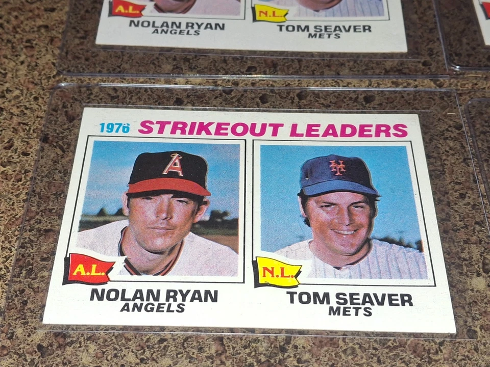 LOTE DE 9 1977 TOPPS BB #6 NOLAN RYAN/TOM SEAVER LÍDERES DE PONCHE Foto 2 de 4
