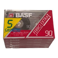 BASF Ferro Extra I 90 Blank Audio Cassette Tapes 5-Pack Sealed Type I Normal