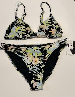 VOLCOM Juniors Off Tropic Hipster Side Tie Bikini Set Top-L , Bottom-XL