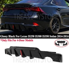 For Lexus IS250 IS350 Sedan 2014-2016 Gloss Black Rear Bumper Lip Diffuser W/LED