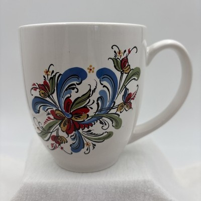 Bergquist Imports Swedish Style Large Mug Artwork Sonja Anderson Floral Folk Art