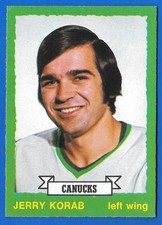 1973-74 OPC #203 JERRY KORAB CANUCKS O PEE CHEE DARK BACK NHL HOCKEY CARD