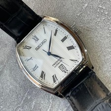 Seiko Presage Automatic Dress Watch 40mm Leather Band White Dial 4R35-02V0 #1