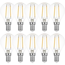 10 x LED Filament Tropfen 2W = 25W E14 Klar Kugeln Lampen extra warmweiß 2200K