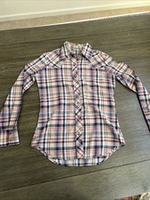 90  s Vintage Wrangler Women  s Pearl Snap Long Sleeve Western Shirt USA VTG Sz 7