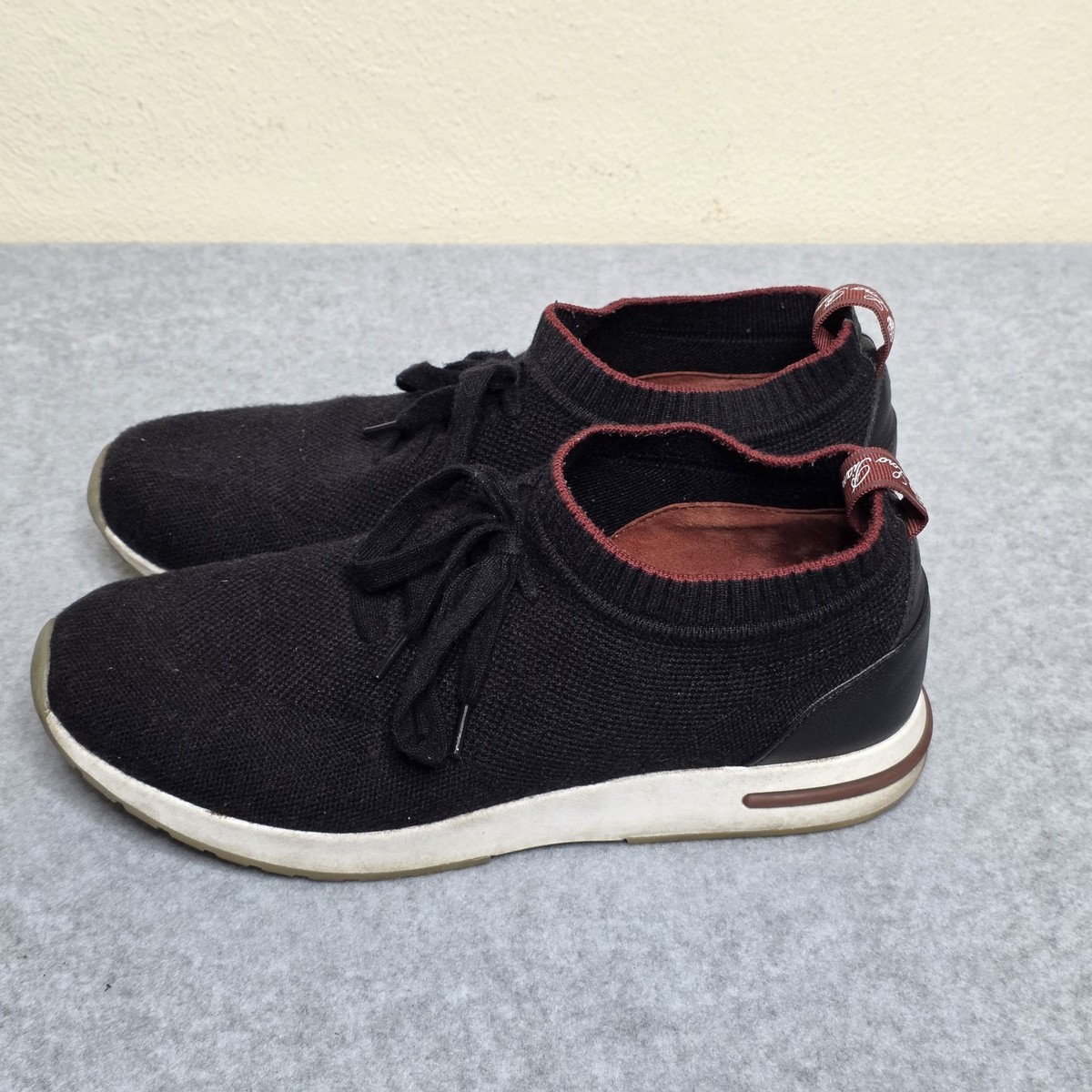 Loro Piana Mens Black 360 LP Flexy Walk Wish Wool Sneakers Shoes