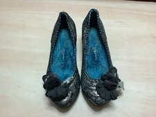 Irregular Choice Kitten Heel Black and Silver Shoes Size UK 5 EU 38