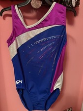 GK Elite Leotard Blue With Purple And Silver AM