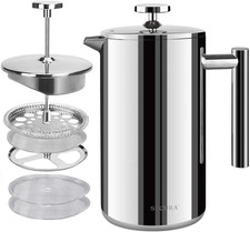 French Press Coffee Maker, 304 Grade Stainless Steel Insulated Coffee Press with
