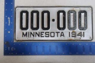 Minnesota MN Sample License Plate 1941 41 000 000 16L