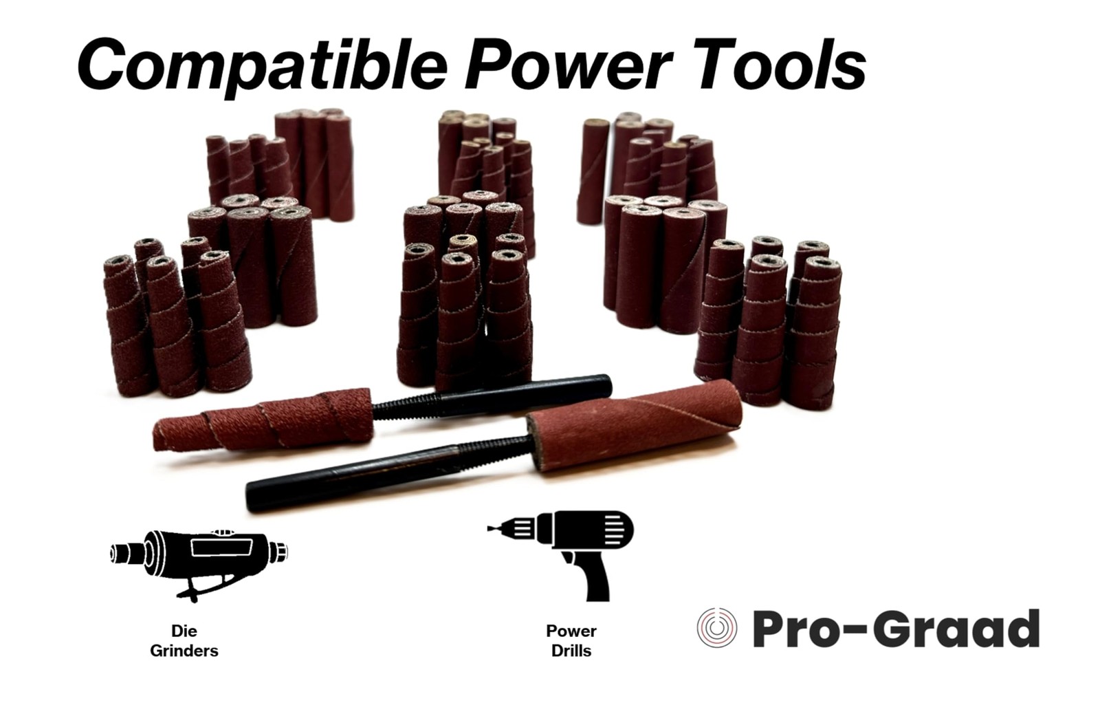 Pro-Graad 62 Piece Abrasive Sanding Cartridge Spiral Roll Sander Kit, Mini Cone