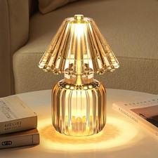 Small Battery Operated Lamp with Timer, Tiny Cordless Glass Table Lamp for Home