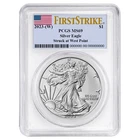 2023 (W) $1 American Silver Eagle PCGS MS69 FS Flag Label White Frame