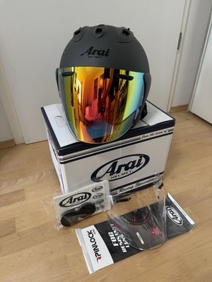 Arai SZR VAS EVO Gun Metallic Frost XL Jethelm + 2XVisier +Cardo Intercom Halter