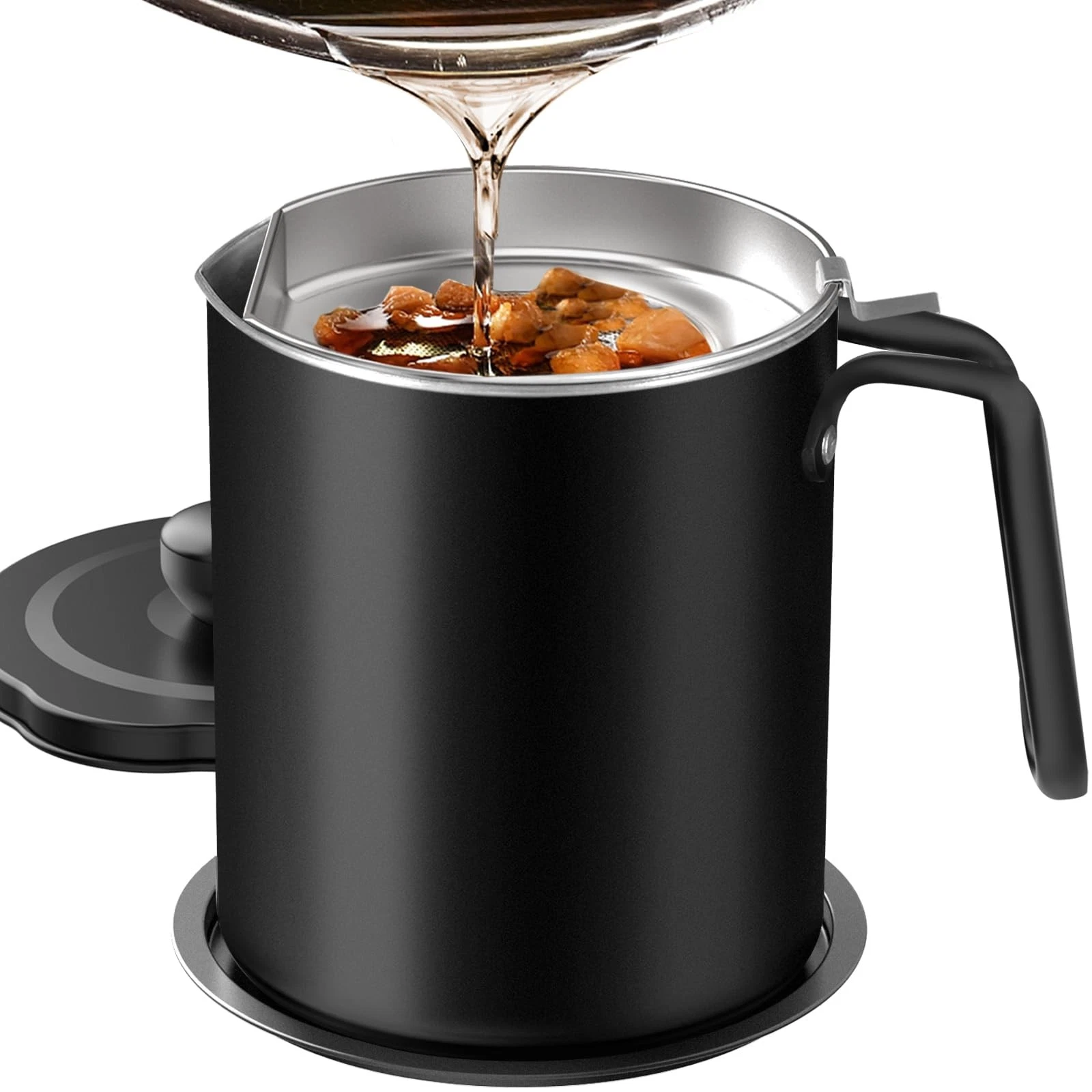 Chihee Grease Container Stainless Steel Bacon Saver 2 l, Black(2L)
