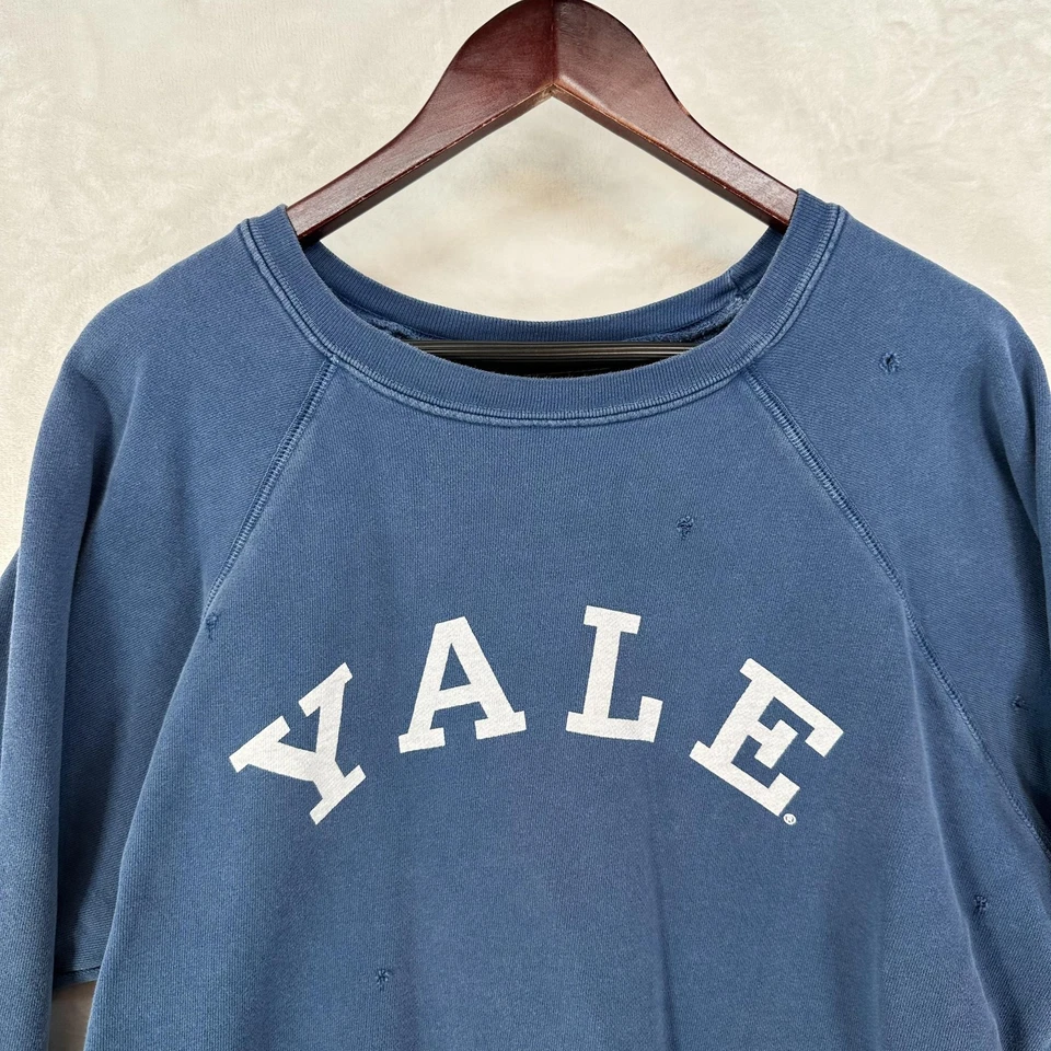 Толстовка мужская Yale S синяя колледж пуловер с круглым вырезом университет США состаренная - Изображение 2 из 4
