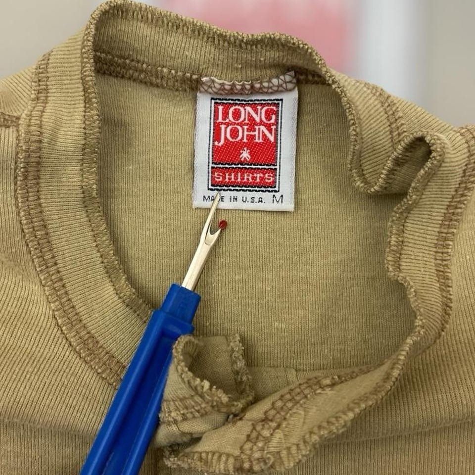 VTG 80s Long John's Classic Basic Solid Henley Th… - image 4