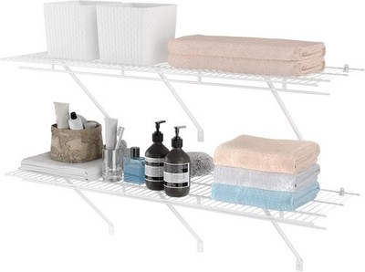 HAUSHOF Closet Shelves 4ft x 16in Wall Mounted 2-Pack White Metal Wire Shelving