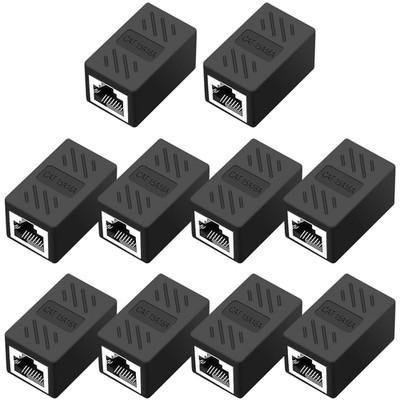 RJ45 Cat6 Coupler Ethernet Extender Connector, 10 Pack in Line Coupler Cat7 Cat6
