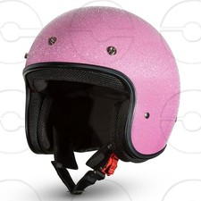 CRUIZER Casco Jet Moto Scooter Glitter Fuxia Rosa