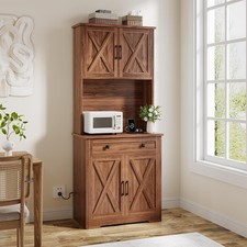 Kitchen Storage Cabinet 71in Charging Station Microwave Stand Tall Pantry Hutch
