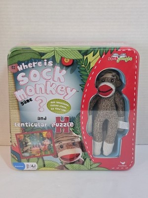 2011 Vintage Where Is Sock Monkey Game And Lenticular Puzzle NEW Cardinal Games 