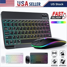 RGB Keyboard and Mouse Combo Wireless with Backlight for iPad, PC, Laptop