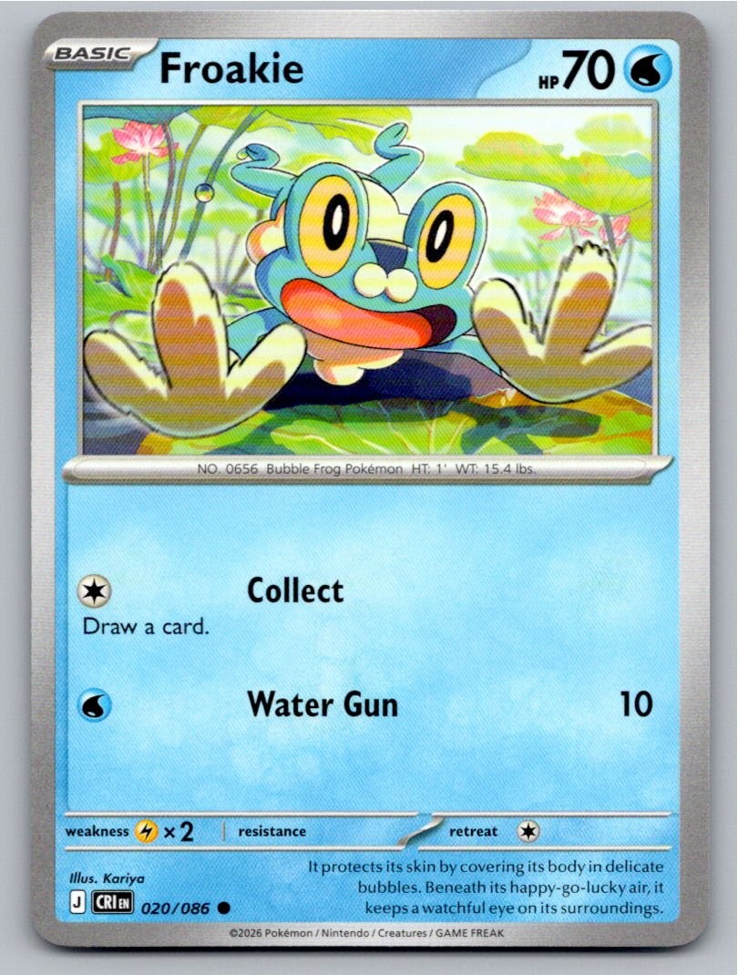 2026 POKEMON FROAKIE CHAOS RISING 020/086 ME04 NM FREE S&H