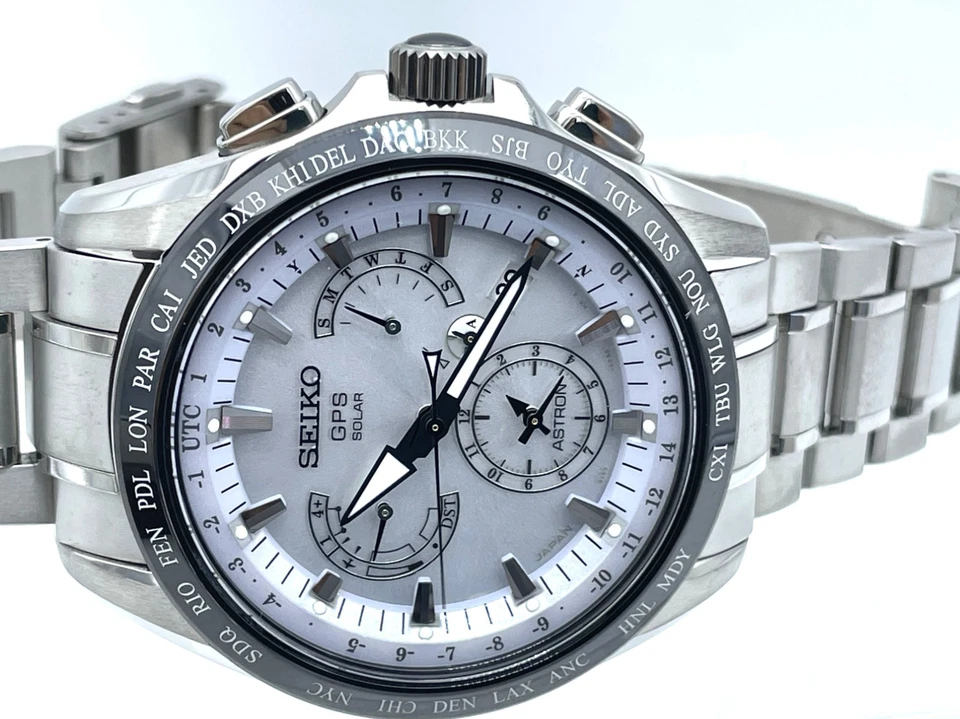 Reloj para hombre casi nuevo Seiko Astron GPS radio onda solar esfera blanca 8X53-0AB0-2 Foto 4 de 4