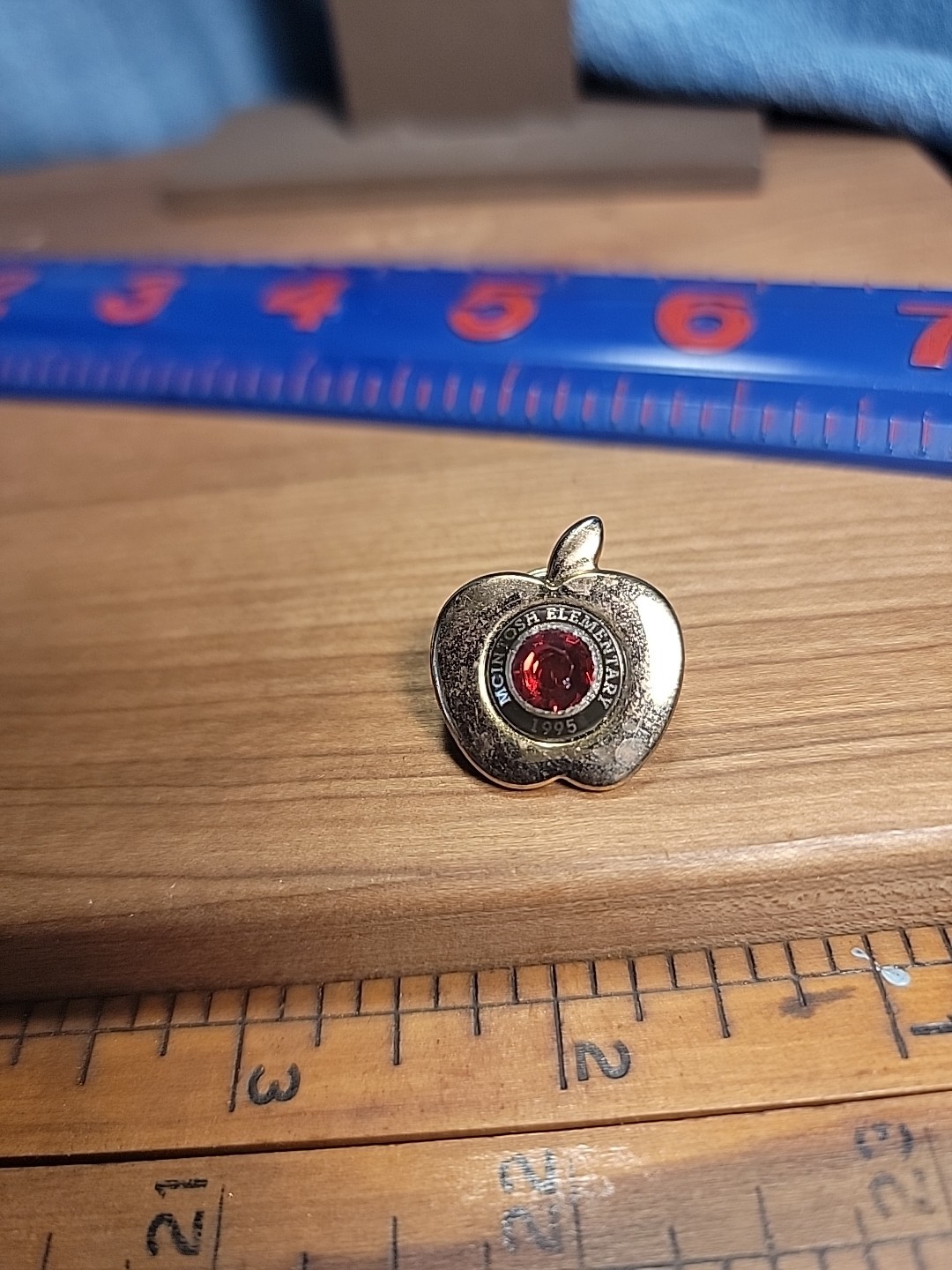 McIntosh Elementary 1995 Ruby Red Stone Goldtone … - image 4