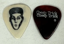 Pair of Cheap Trick Guitar Picks Rick Nielsen Face Caricature + - 1979 1980 Tour