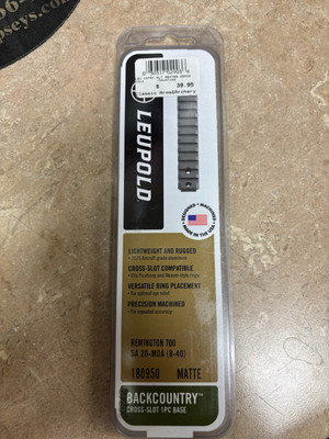 Leupold BackCountry Cross-Slot Rem 700 SA 20MOA (8-40) Scope Base Rail 180950