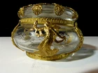 Antique 19th Century 19th Century Cut Crystal Candy Box Chiseled Bronze Frame