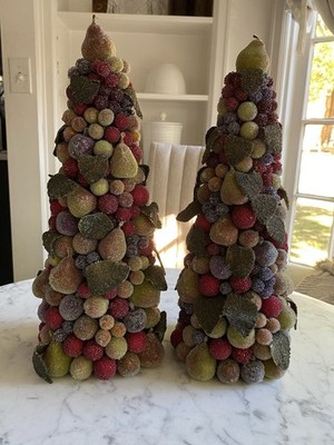 Vintage Christmas Sugar Fruit Tree Trees Crate and Barrel 15'' Sugared fruit