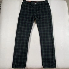 Dockers Pants Mens Fits 32x30 Green Black Plaid Alpha Khaki Alpha Slim Chino