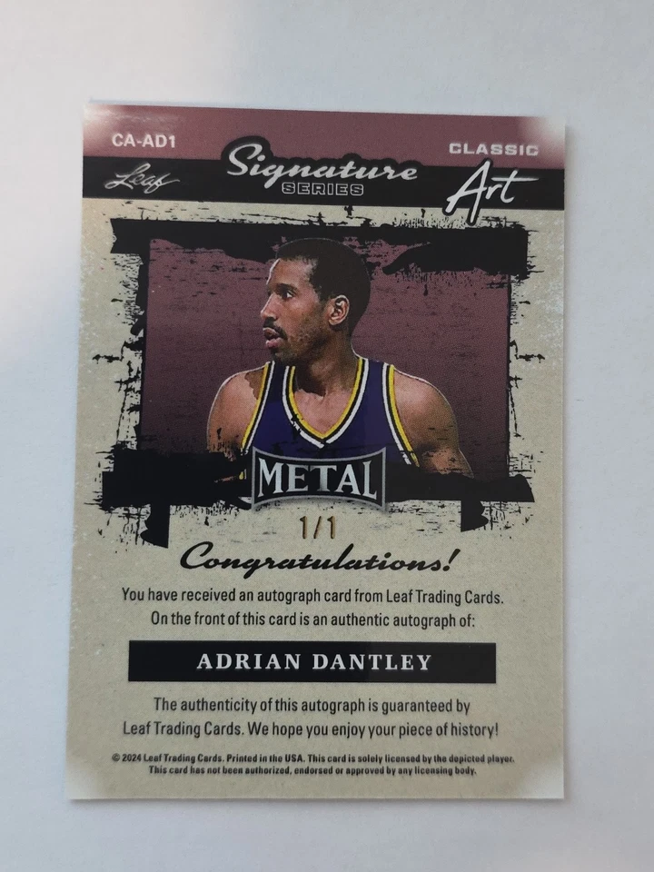 2024 Leaf Metal Signature Series Classic Art Adrian Dantley Auto 1/1 Utah Jazz - Image 2 of 4