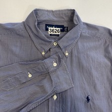 Ralph Lauren Yarmouth Button Down Shirt Sz 17-34 Striped Pony 100 Cotton Preppy