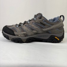 Merrell Moab 2 Vent Waterproof Hiking Shoes Women 9.5 Wide Grey Blue Vibram