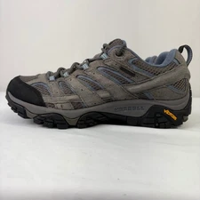 Merrell Moab 2 Vent Waterproof Hiking Shoes Women 9.5 Wide Grey Blue Vibram