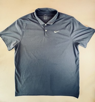 Nike Dri-FIT Polo Shirt Men XXL Blue Standard Fit Golf Athletic Swoosh