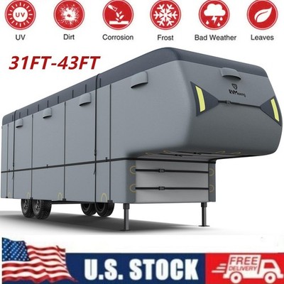 RVMasking 9 Ply Top Heavy Duty 5th Wheel RV Cover for 31'-43' Windproof Anti-UV