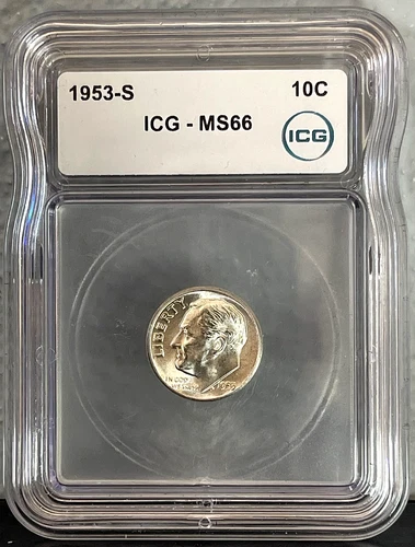 1953-S Roosevelt Dime ICG MS66-Semi Proof-Like Details