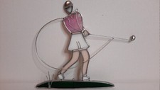 Woman Golfer Stained Glass Suncatcher Window Art