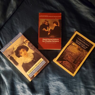 Lot of 3 Classic Charles Dickens Paperback Books EDWIN DROOD, OUR MUTUAL FRIEND,