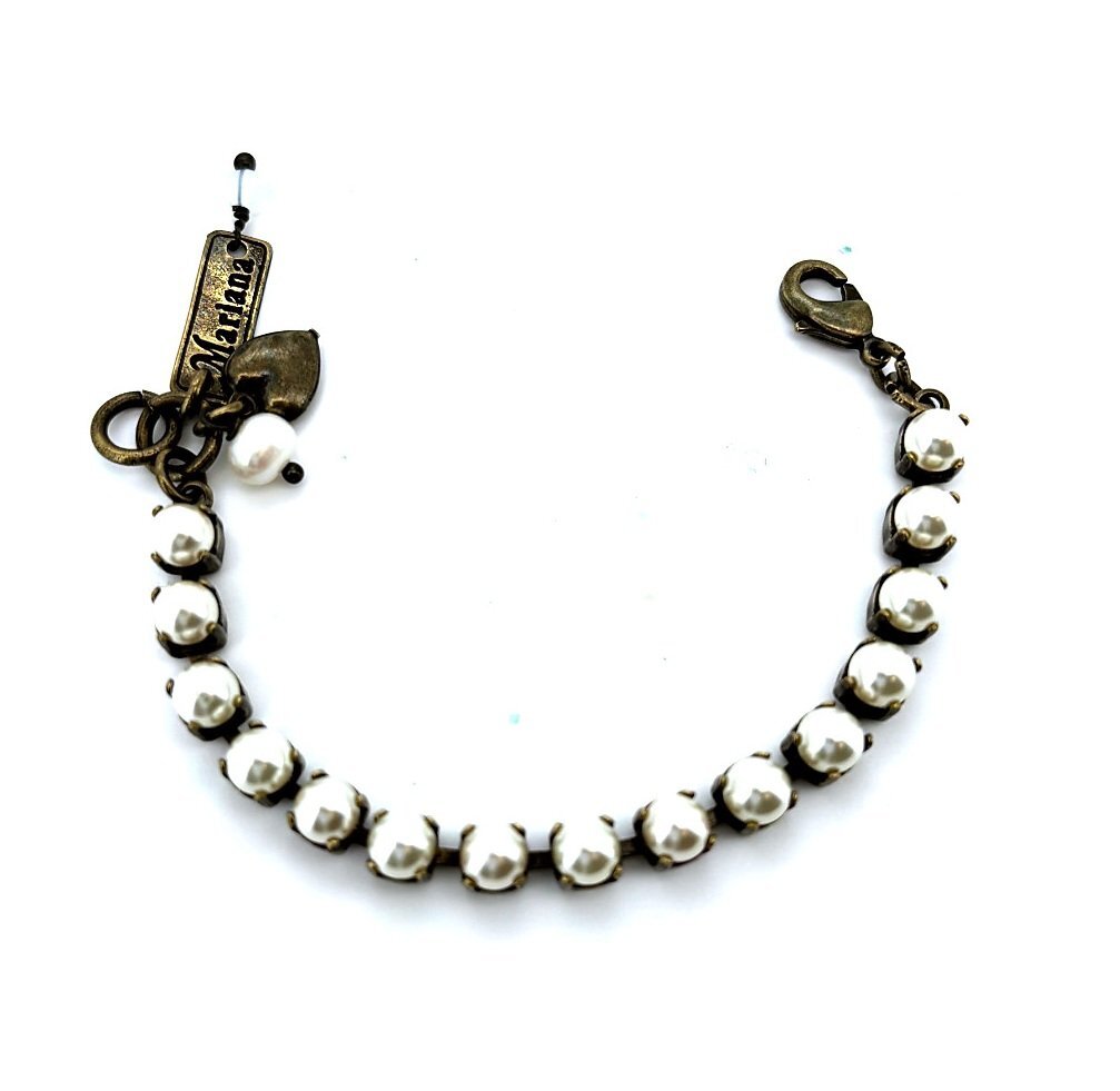 Timeless Cream Pearl Mariana Child Bracelet with Swarovski Crystals-image